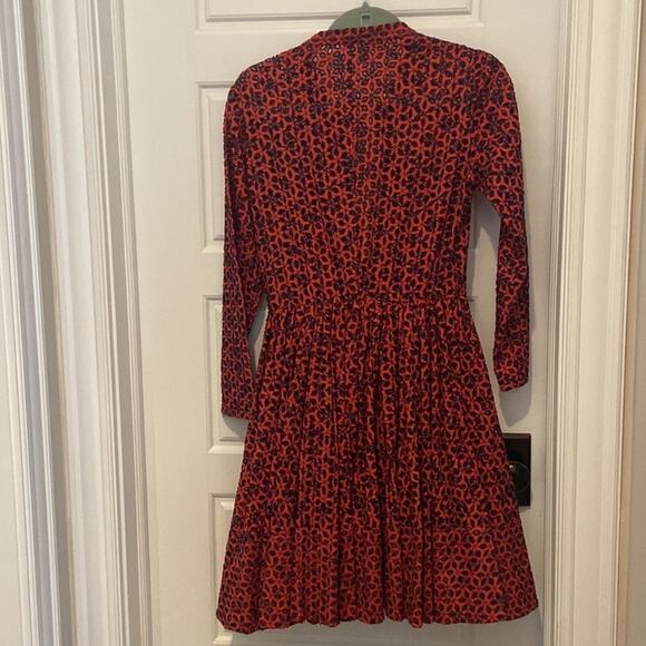 Maje Red Eyelet Full-Skirted Midi Dress - Picture 2 of 4